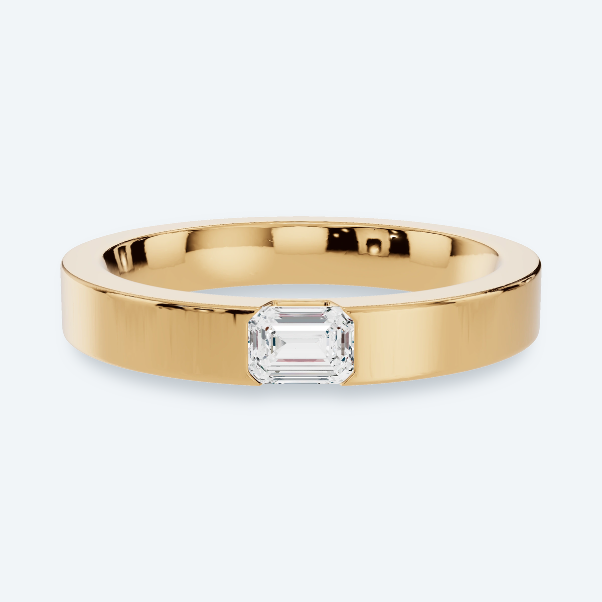 3mm Emerald Lab Diamond Men's Wedding Band