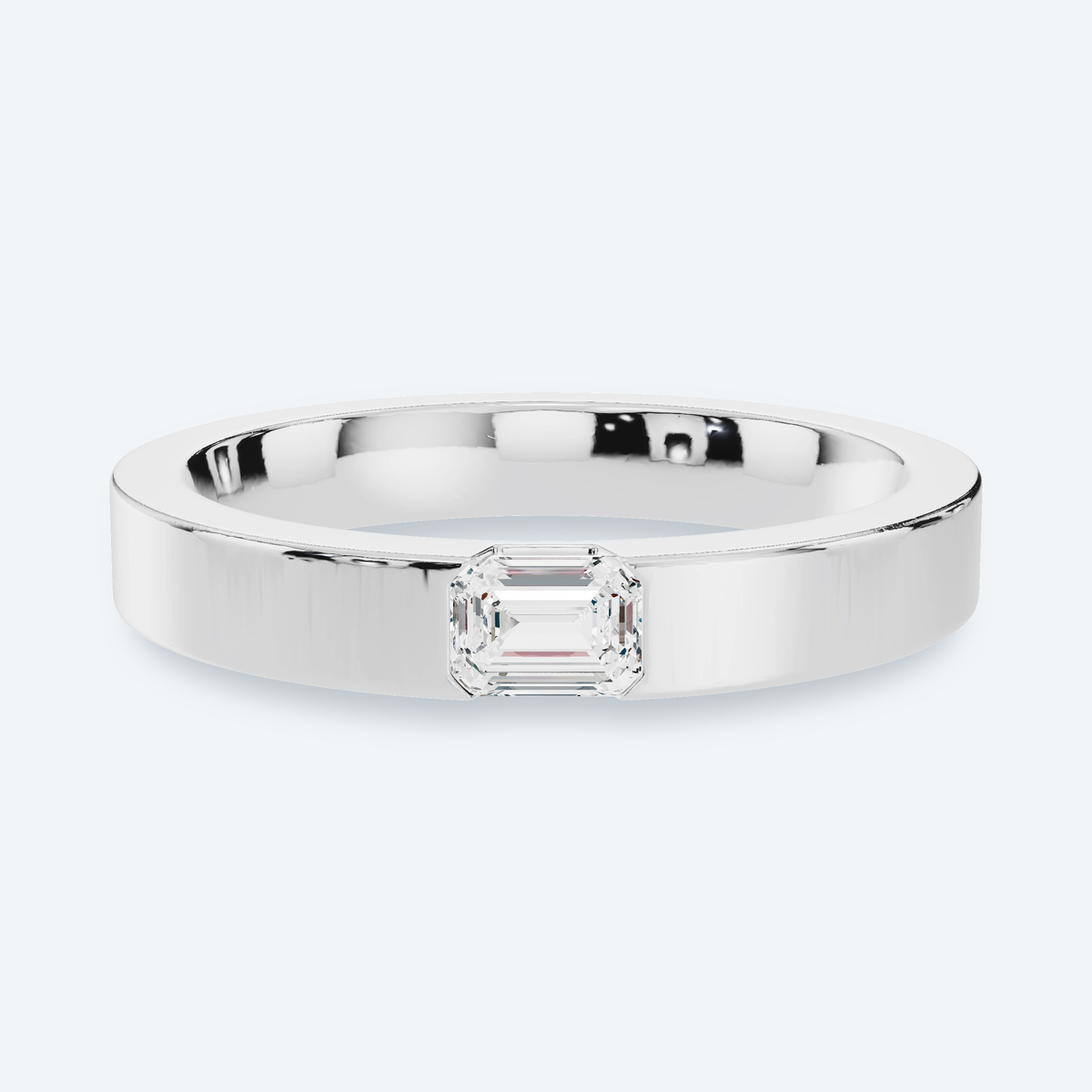 3mm Emerald Lab Diamond Men's Wedding Band