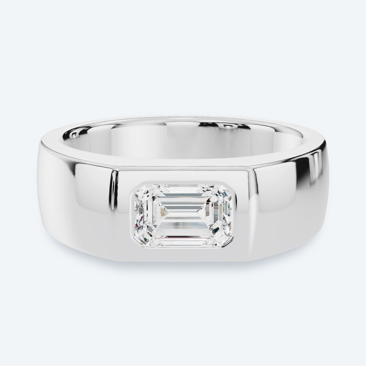 Emerald Lab Diamond Signet Wedding Ring