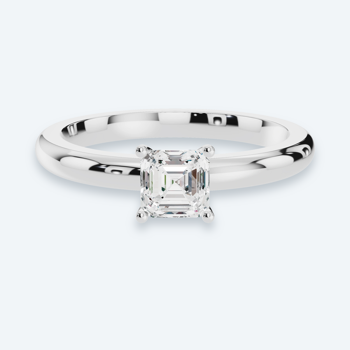 Asscher Lab Diamond Solitaire Engagement Ring