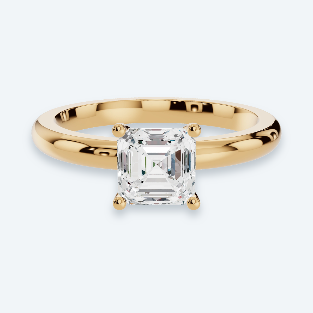 Asscher Lab Diamond Solitaire Engagement Ring