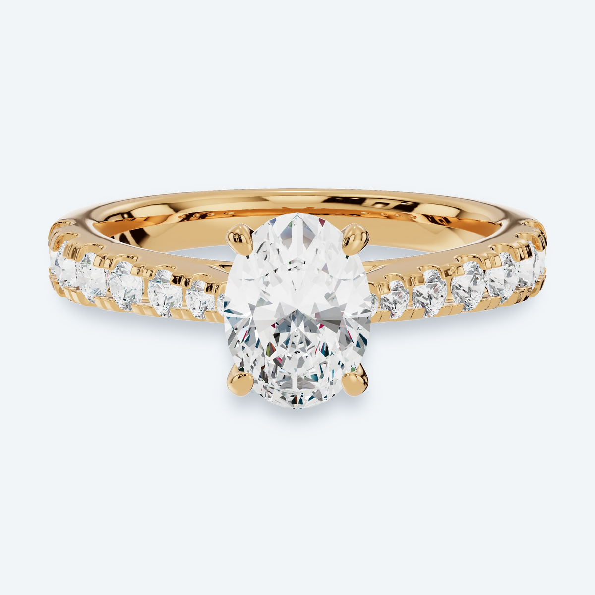 Oval Lab Diamond Graduated Side Stone Engagement Ring