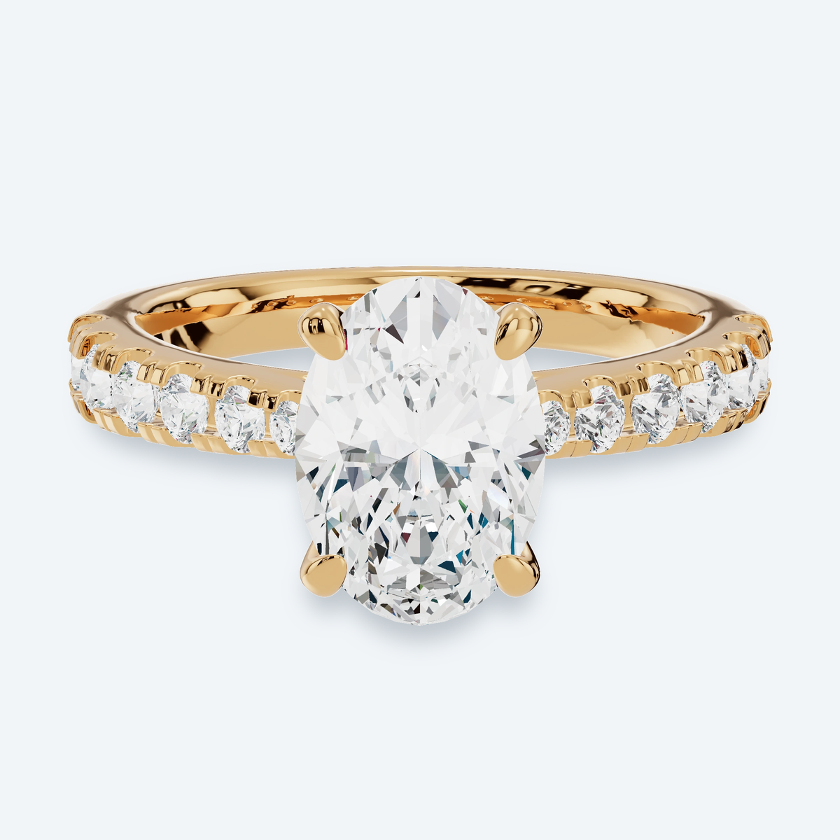 Oval Lab Diamond Graduated Side Stone Engagement Ring