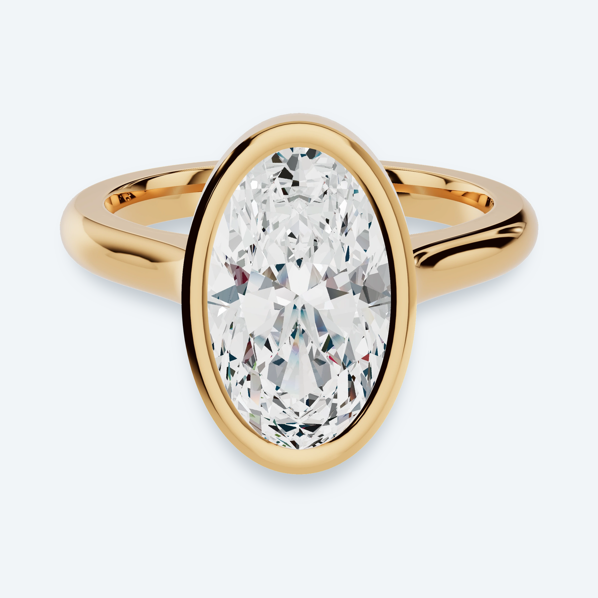 Oval Lab Diamond Bezel Solitaire Engagement Ring