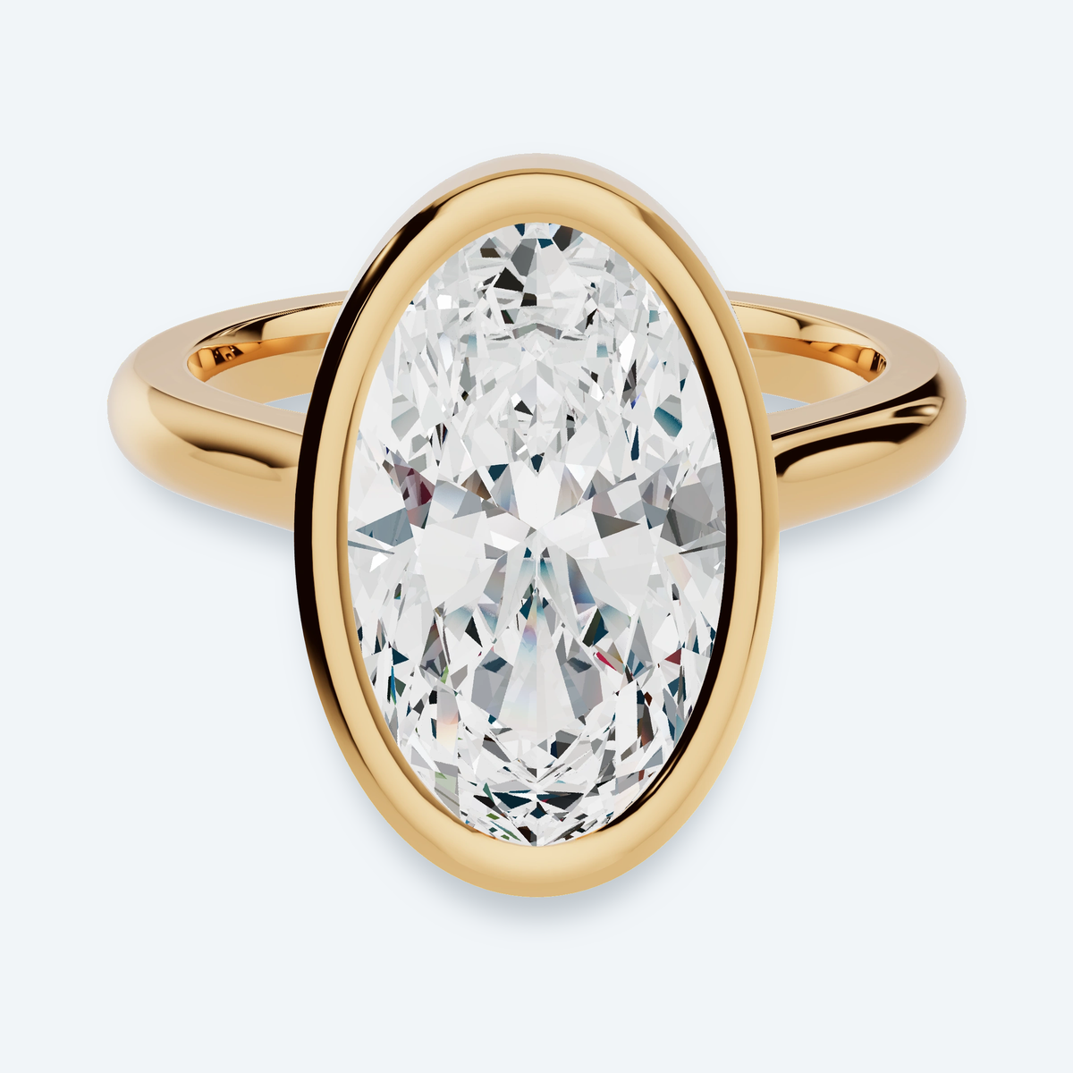 Oval Lab Diamond Bezel Solitaire Engagement Ring