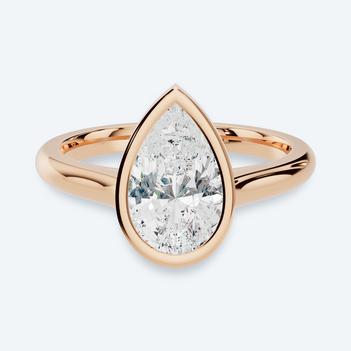 Pear Lab Diamond Bezel Solitaire Engagement Ring