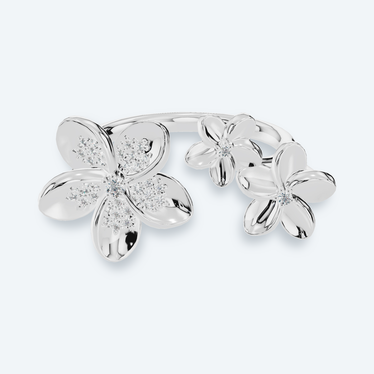 Floral Cluster Lab Diamond Open Ring