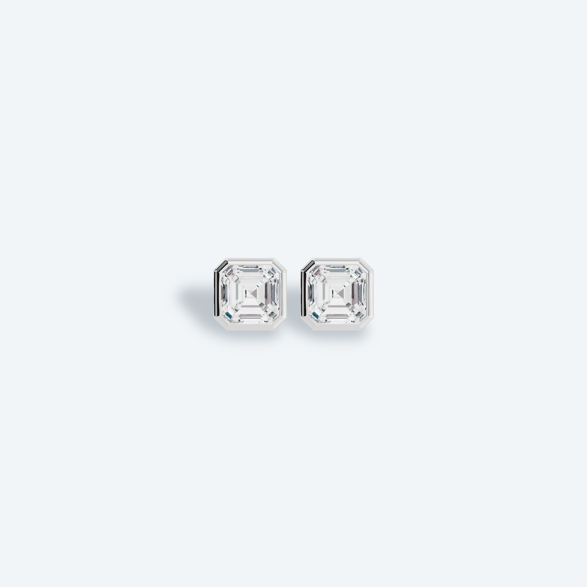 Asscher Bezel Lab Diamond Studs