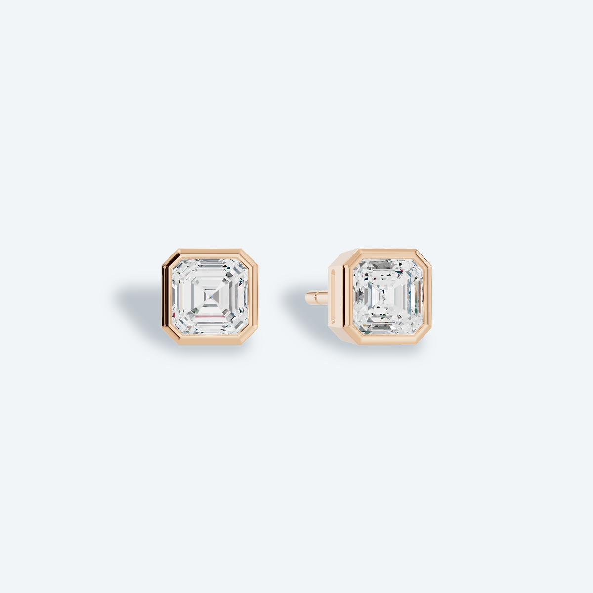 Asscher Bezel Lab Diamond Studs