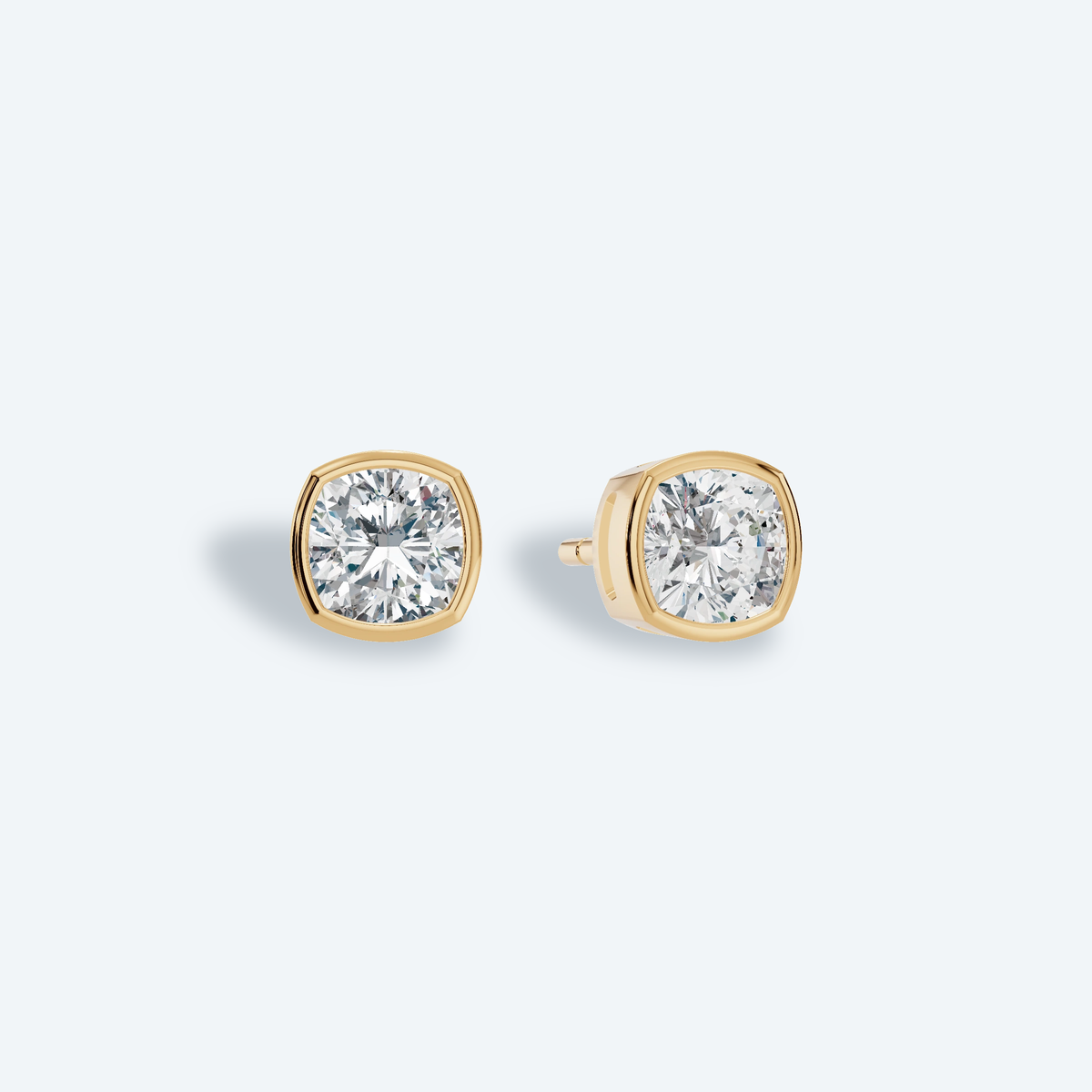 Cushion Bezel Lab Diamond Studs