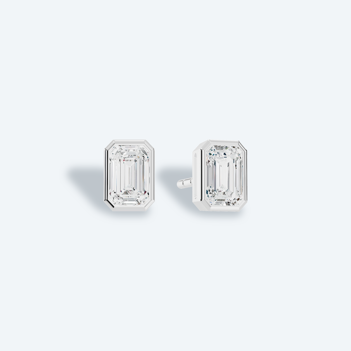 Emerald Bezel Lab Diamond Studs