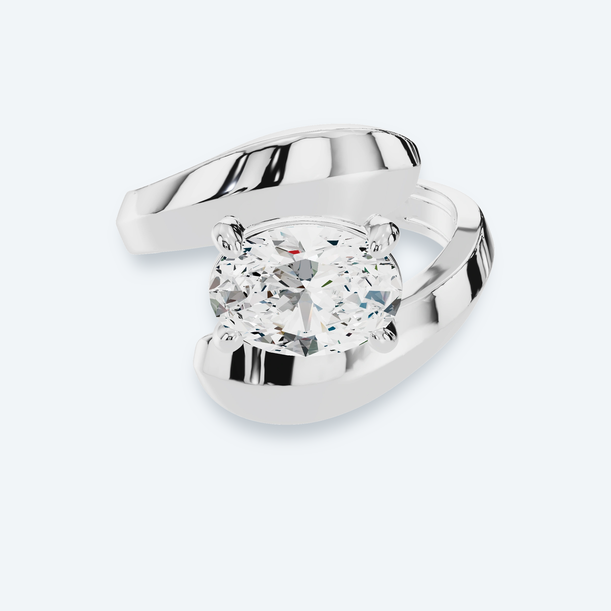 Oval Lab Diamond Knife-Edge Bypass Ring