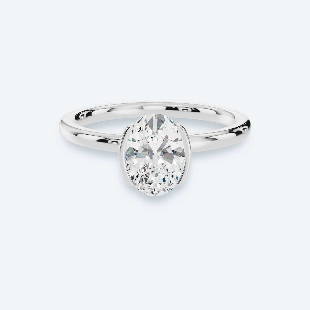 Oval Semi-Bezel Lab Diamond Ring