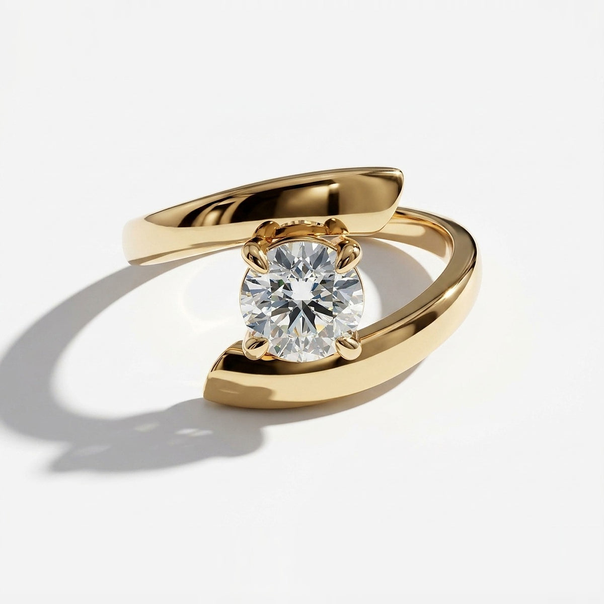 Round Lab Diamond Bypass Ring