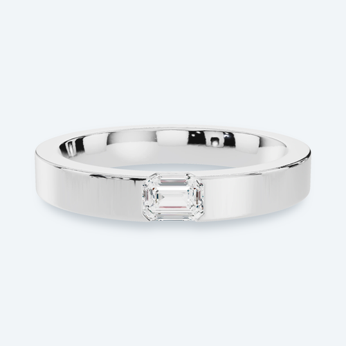 3mm Emerald Lab Diamond Men's Wedding Band - White Gold