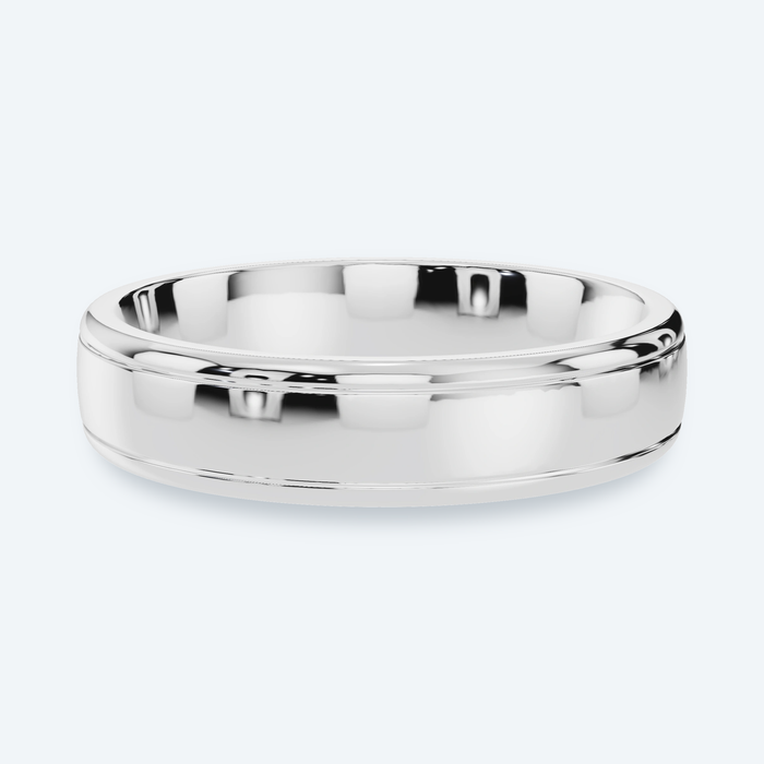 5mm Grooved Beveled Edge Men's Wedding Band