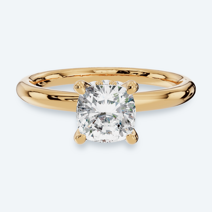 Cushion Lab Diamond Hidden Halo Engagement Ring