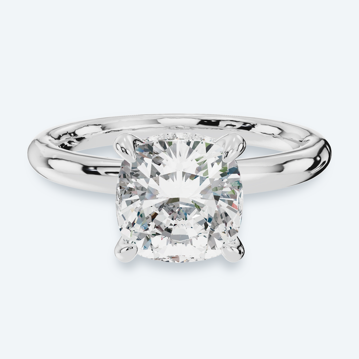 Cushion Lab Diamond Hidden Halo Engagement Ring