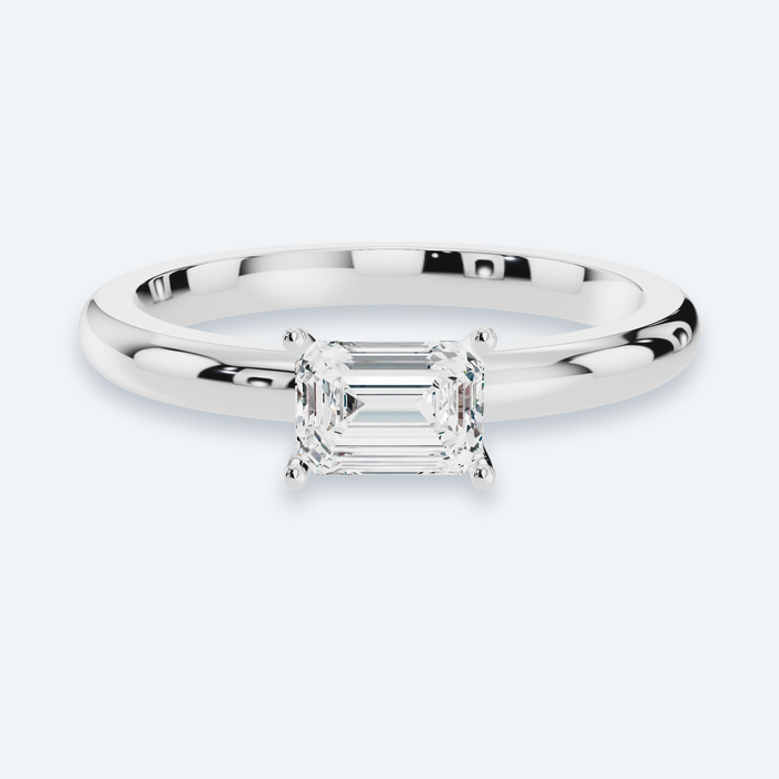 East-West Emerald Lab Diamond Engagement Ring