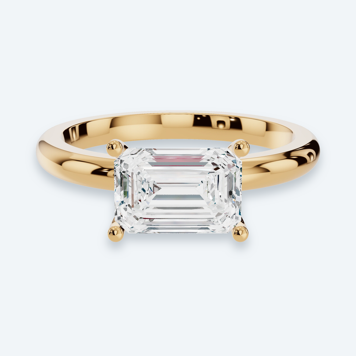 East-West Emerald Lab Diamond Engagement Ring
