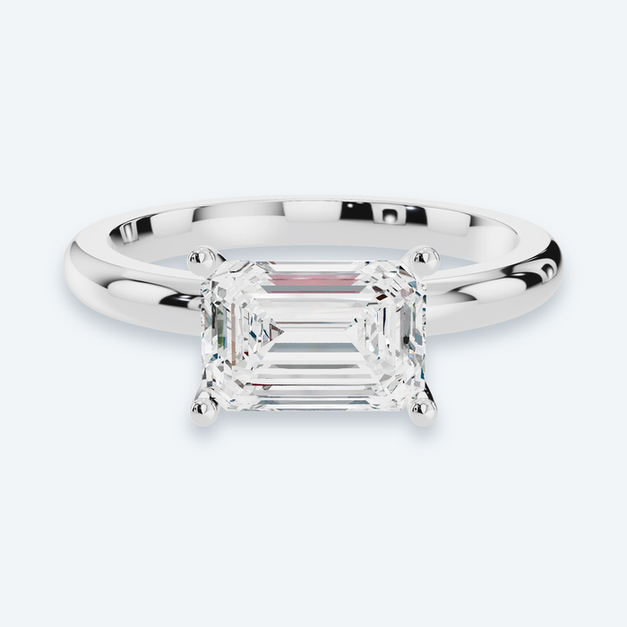 East-West Emerald Lab Diamond Engagement Ring