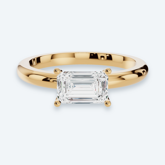 East-West Emerald Lab Diamond Engagement Ring