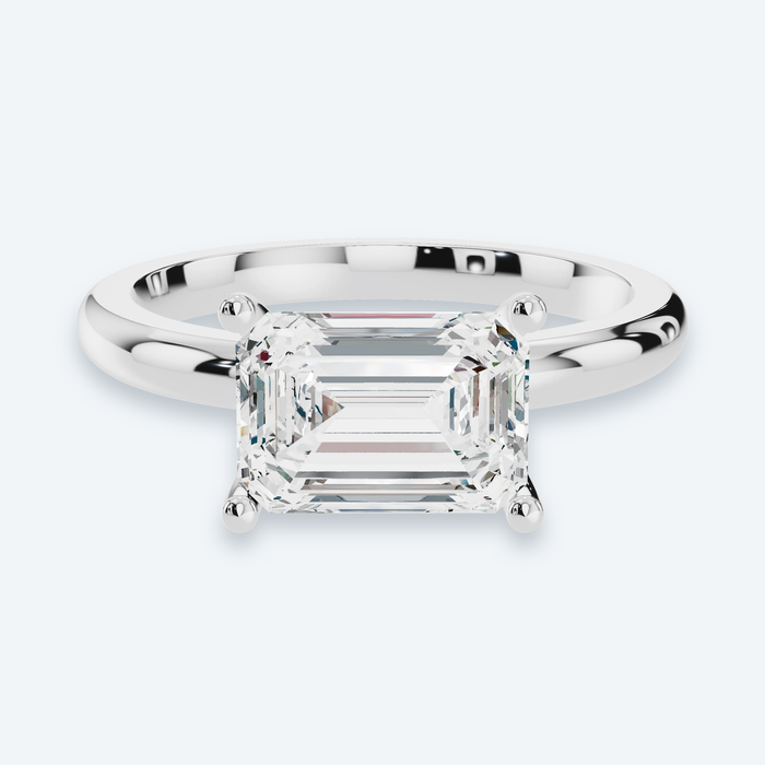 East-West Emerald Lab Diamond Engagement Ring