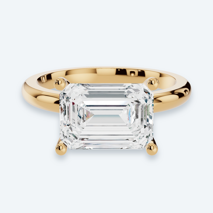 East-West Emerald Lab Diamond Engagement Ring