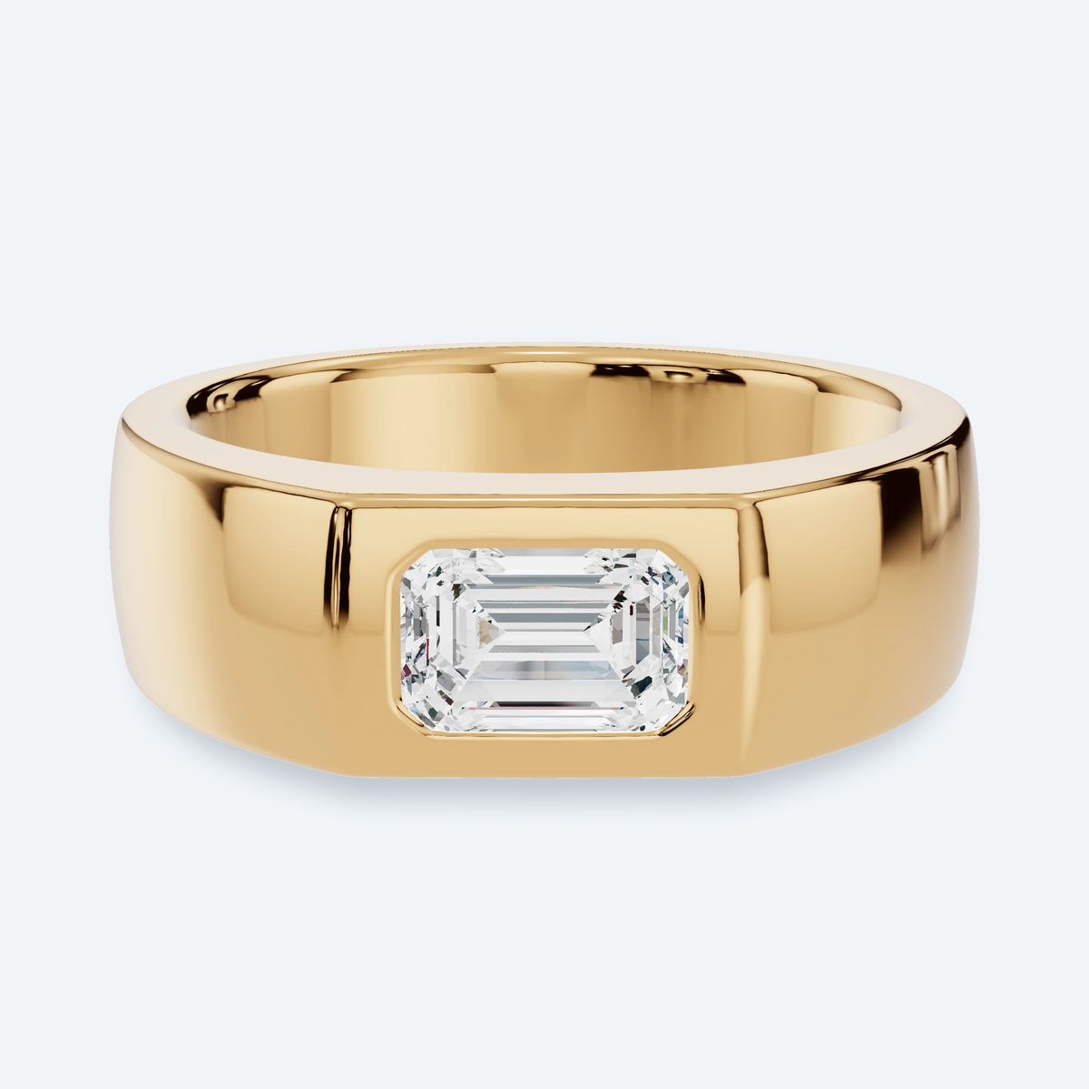 Emerald Lab Diamond Signet Wedding Ring