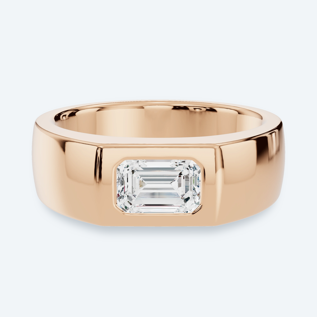 Emerald Lab Diamond Signet Wedding Ring