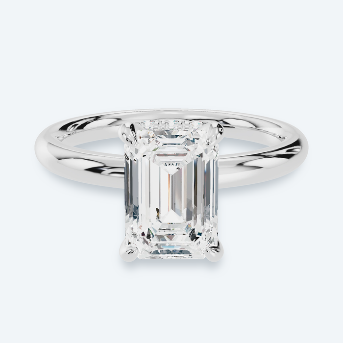 Emerald Lab Diamond Hidden Halo Engagement Ring