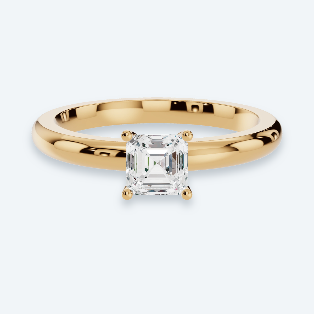 Asscher Lab Diamond Solitaire Engagement Ring