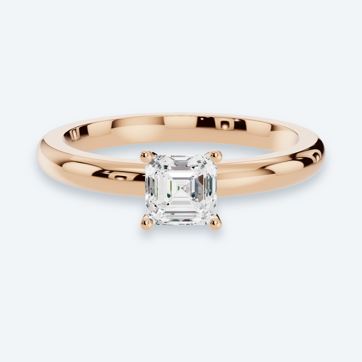 Asscher Lab Diamond Solitaire Engagement Ring