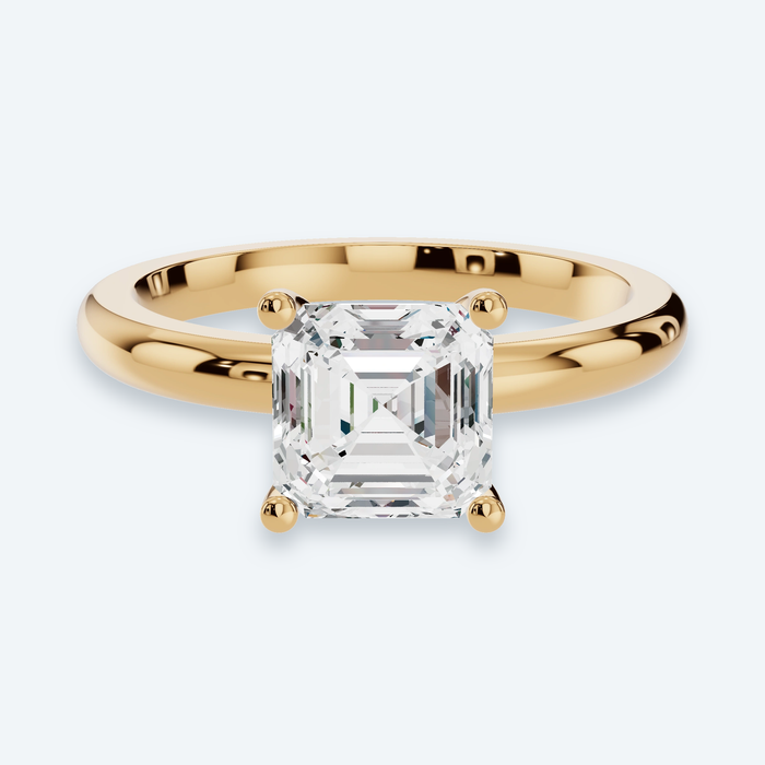 Asscher Lab Diamond Solitaire Engagement Ring