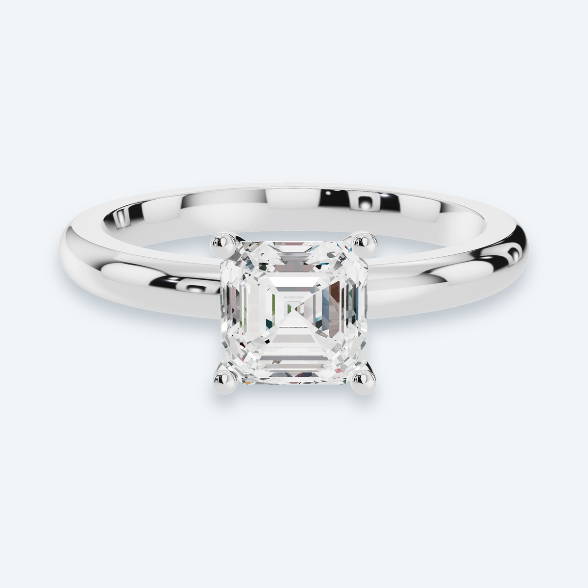 Asscher Lab Diamond Solitaire Engagement Ring