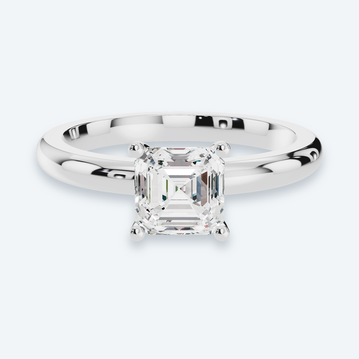 Asscher Lab Diamond Solitaire Engagement Ring