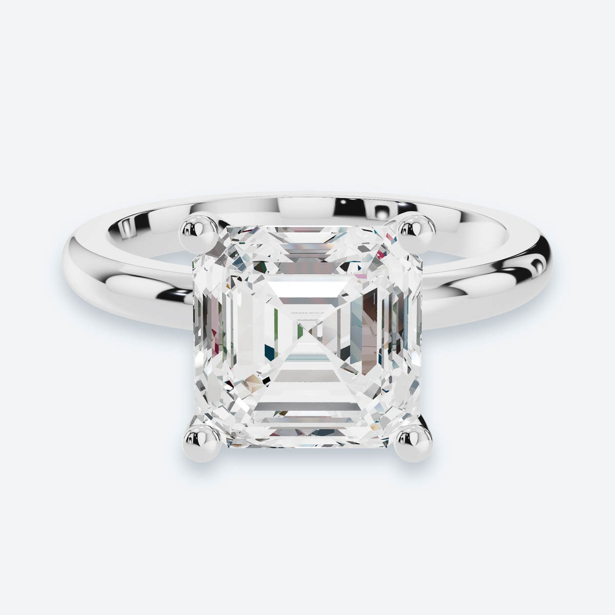 Asscher Lab Diamond Solitaire Engagement Ring