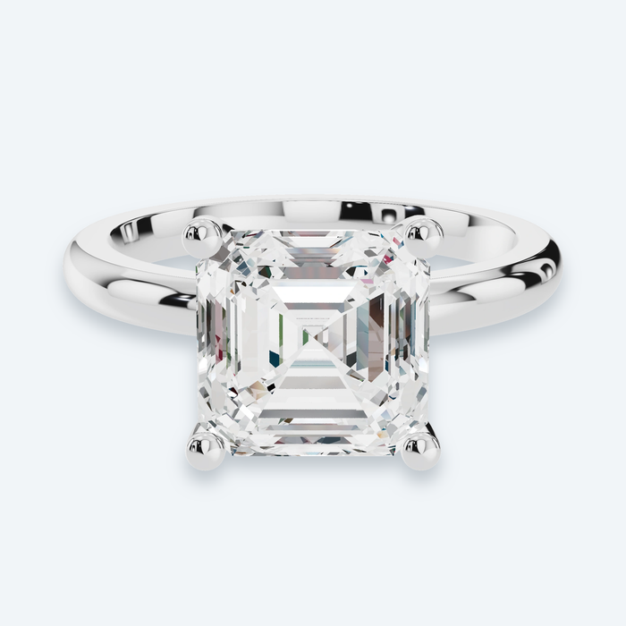 Asscher Lab Diamond Solitaire Engagement Ring