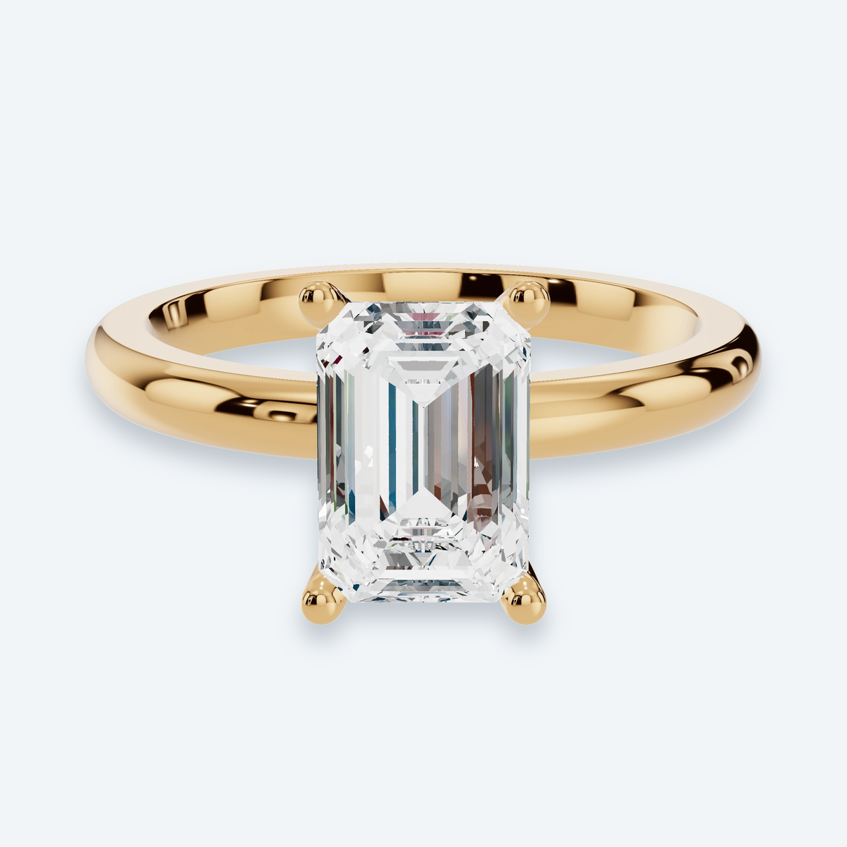 Emerald Lab Diamond Solitaire Engagement Ring
