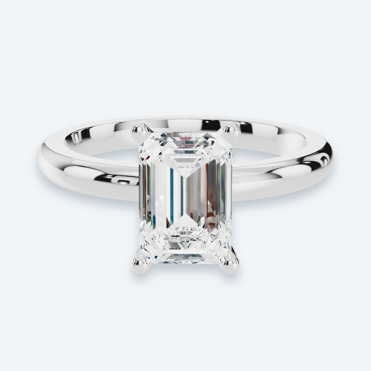 Emerald Lab Diamond Solitaire Engagement Ring