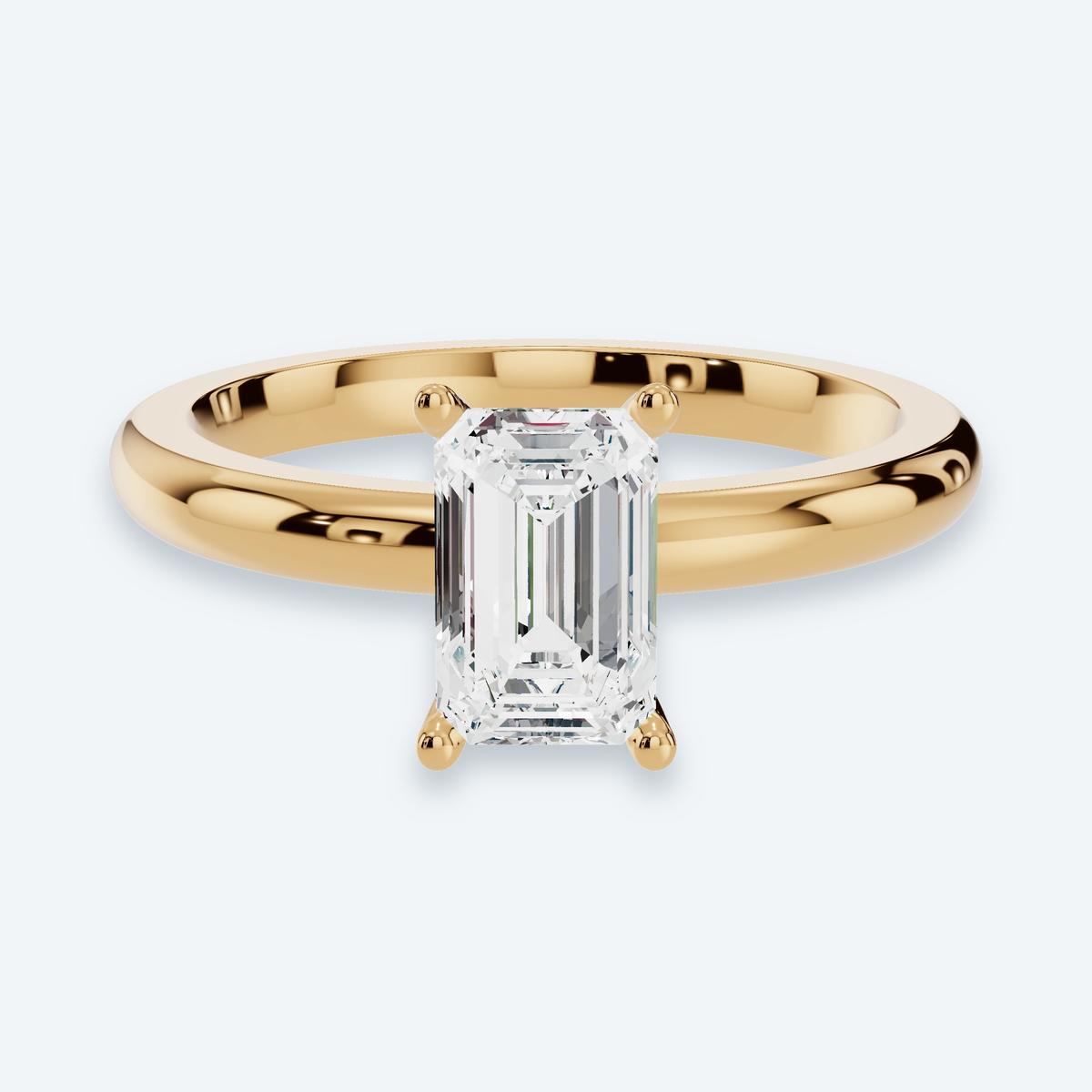 Emerald Lab Diamond Solitaire Engagement Ring