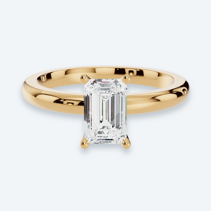 Emerald Lab Diamond Solitaire Engagement Ring