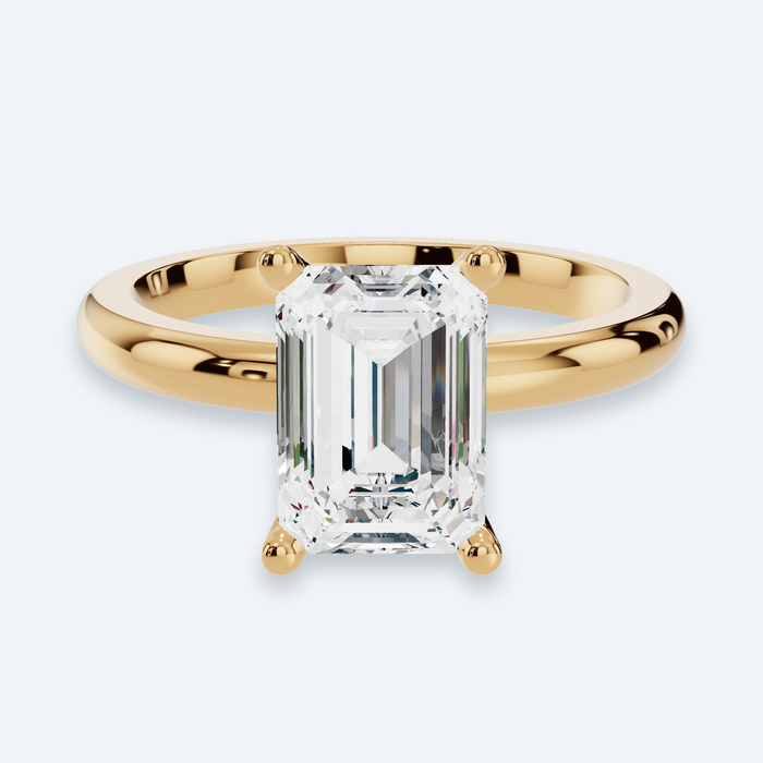 Emerald Lab Diamond Solitaire Engagement Ring