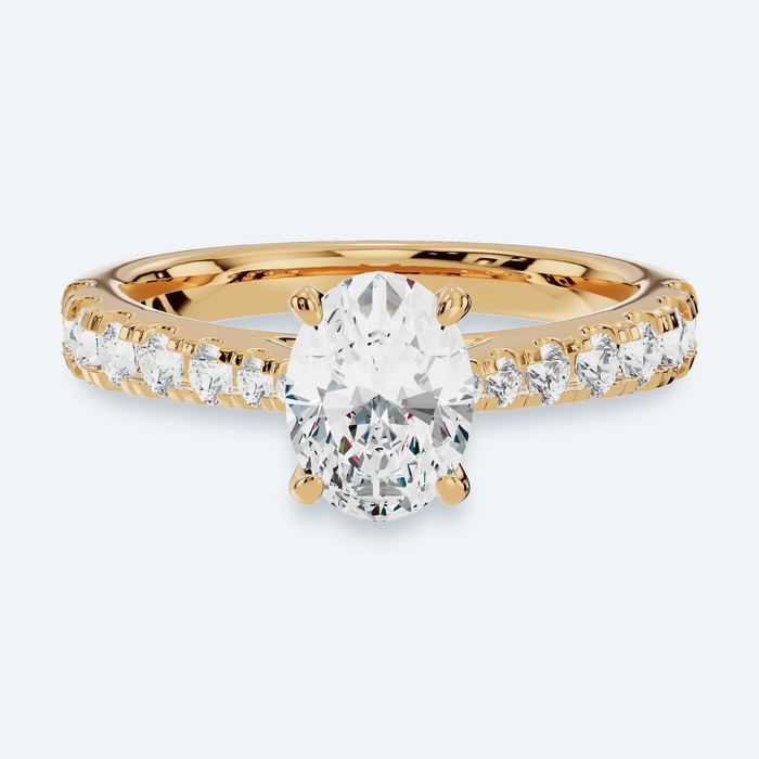 Oval Lab Diamond Graduated Side Stone Engagement Ring