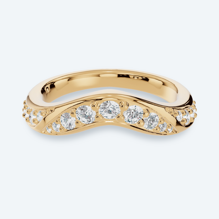 Ribbon Curve Lab Diamond Wedding Band