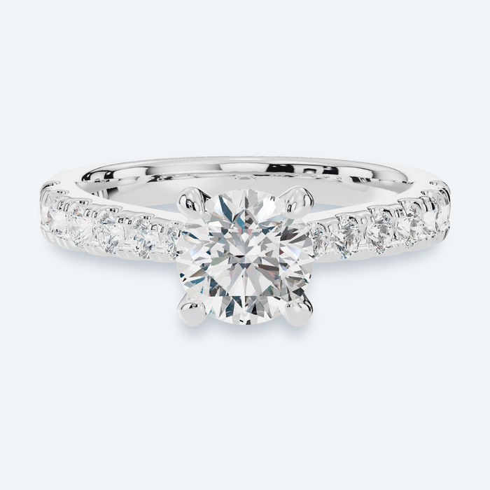 Round Brilliant Lab Diamond Graduated Side Stone Engagement Ring