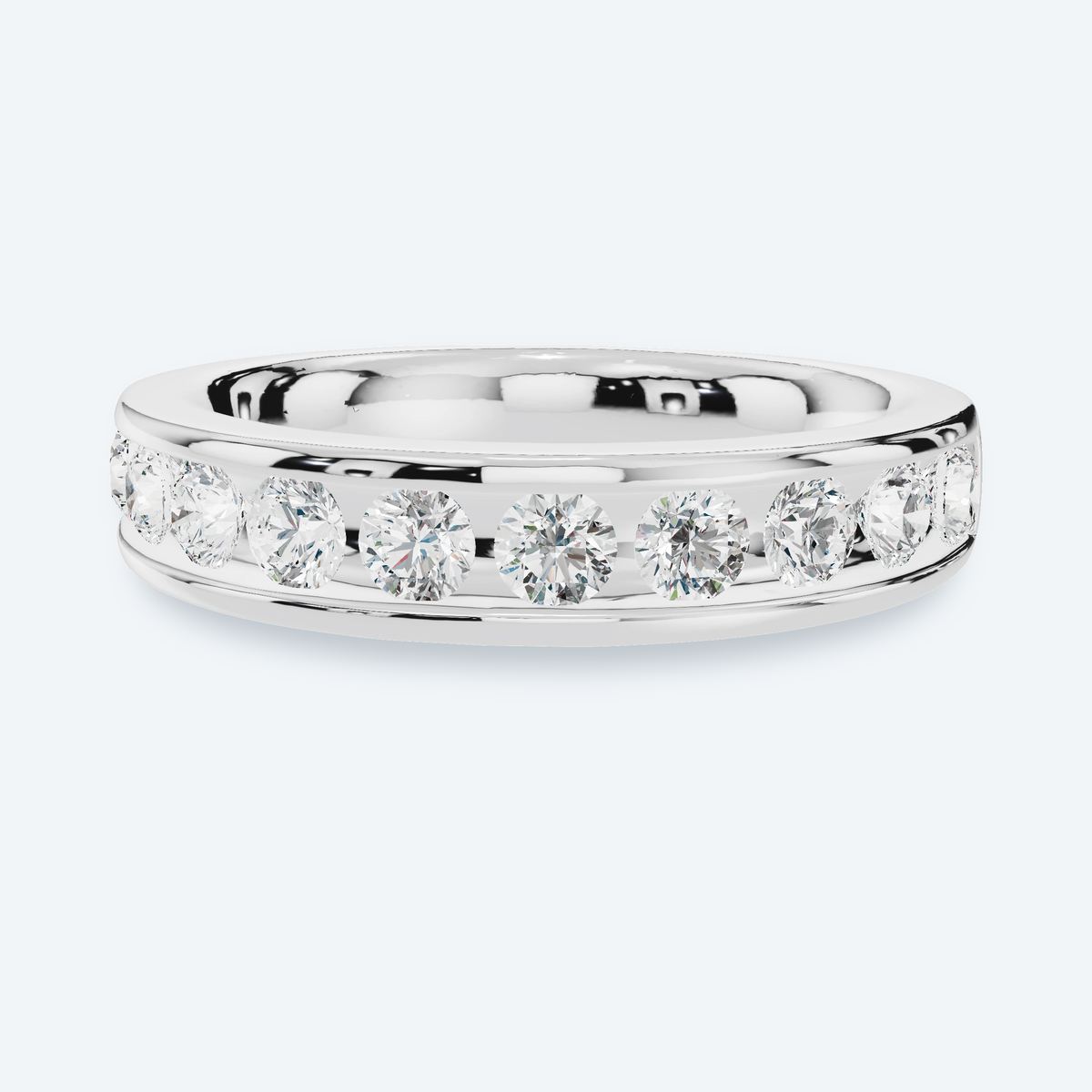 Round Channel-Set Lab Diamond Wedding Band