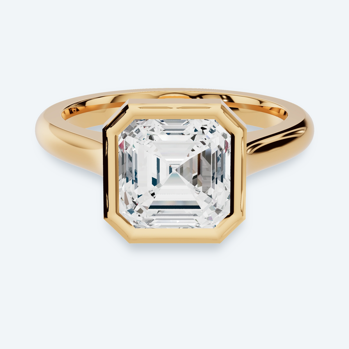 Asscher Lab Diamond Bezel Solitaire Engagement Ring