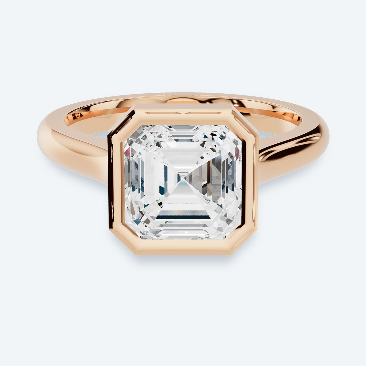 Asscher Lab Diamond Bezel Solitaire Engagement Ring