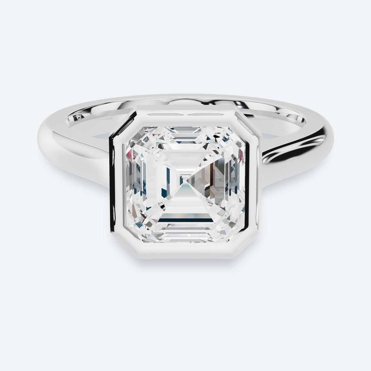 Asscher Lab Diamond Bezel Solitaire Engagement Ring